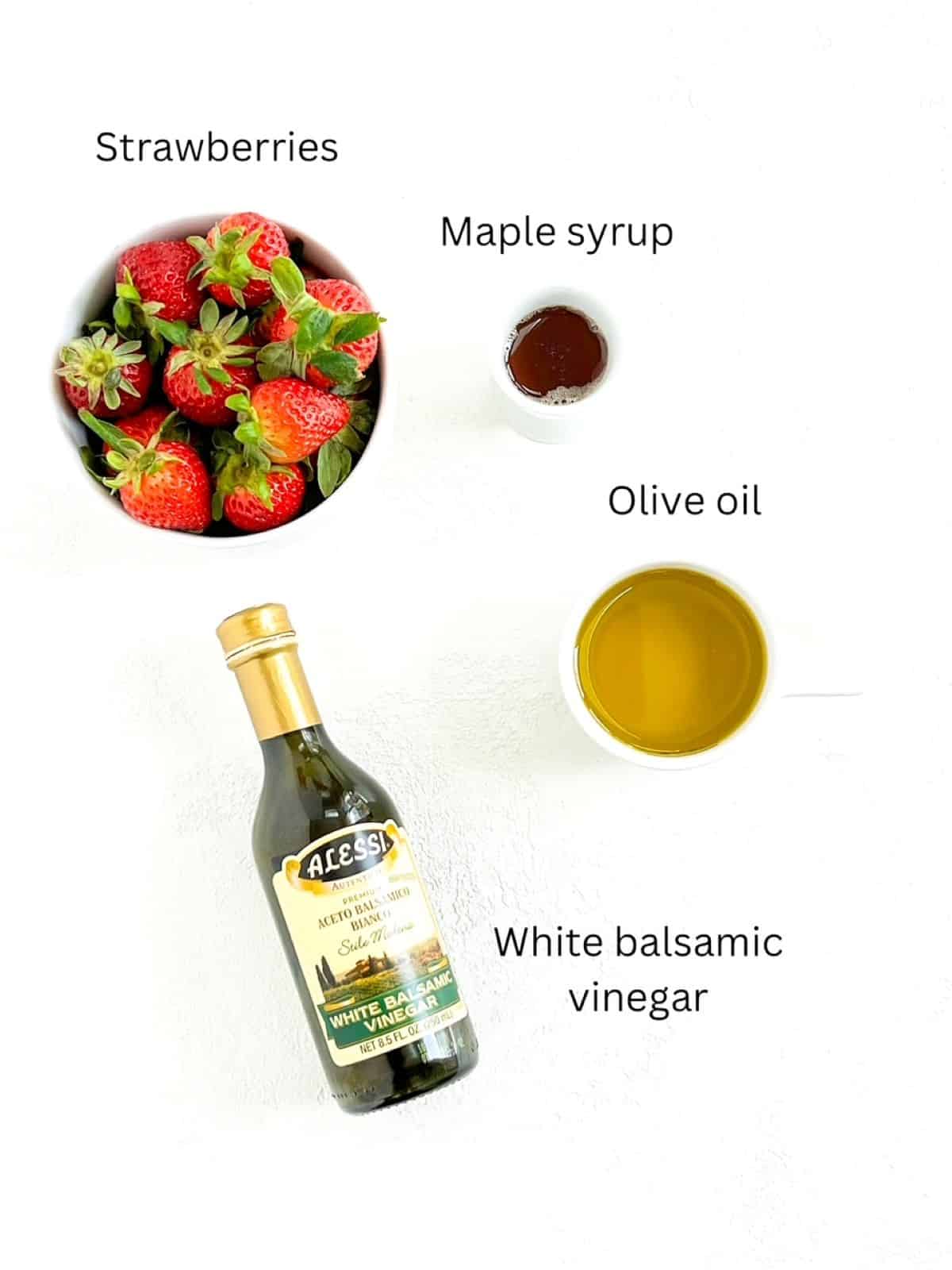 Strawberry Balsamic Dressing ingredients, labeled.