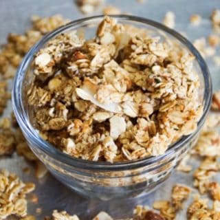 Granola in a glass bowl