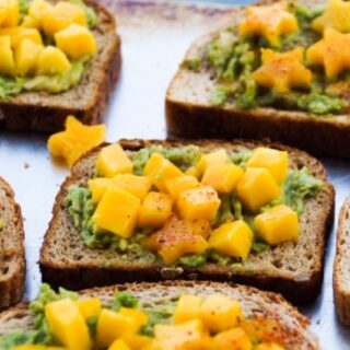 pieces of mango avocado toast