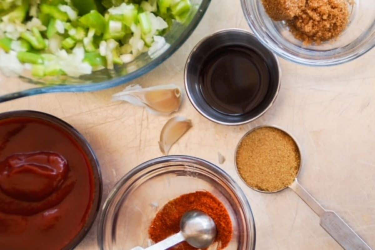 Ingredients for sloppy joes.