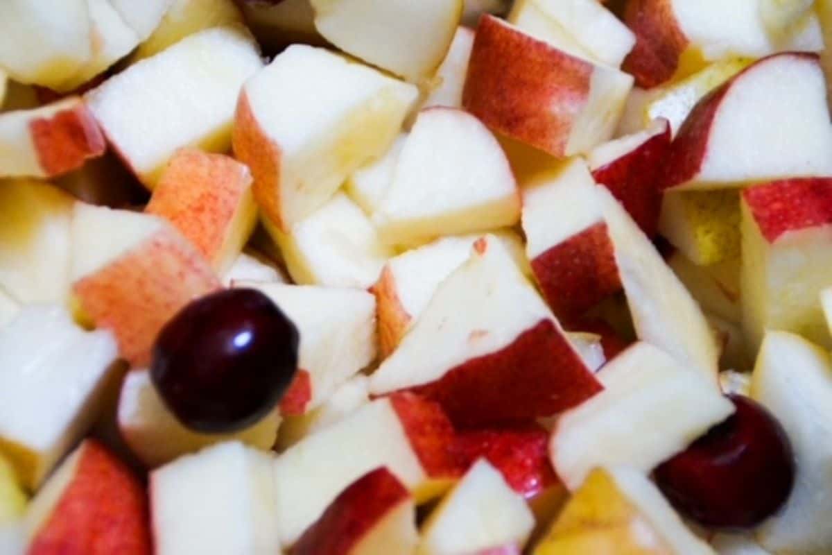 apples and pears chopped, with a few cranberries