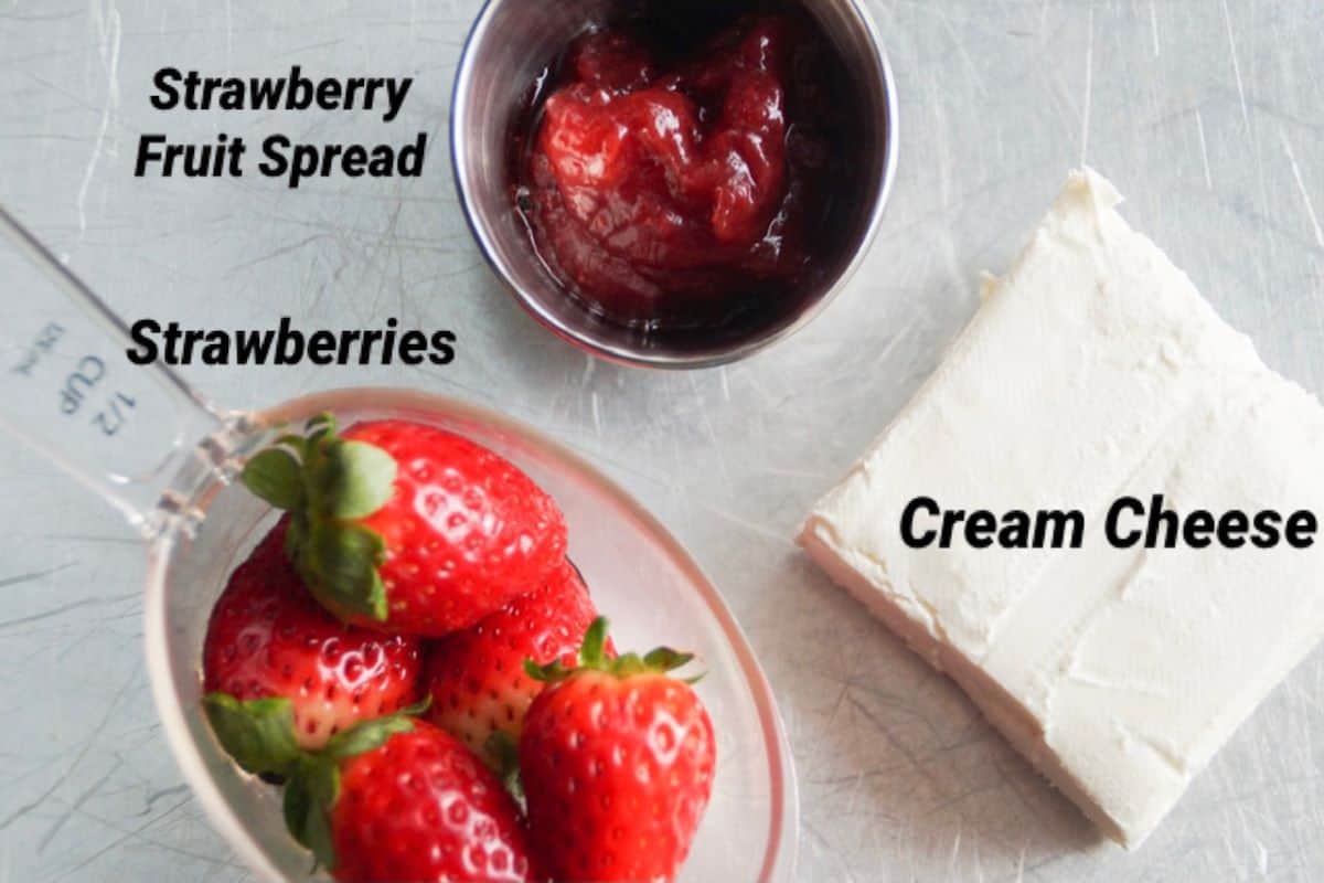 strawberry cream cheese dip ingredients, labeled