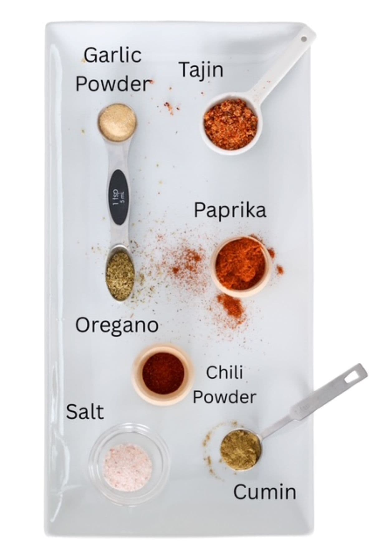 Chicken Taco Seasoning ingredients, labeled.