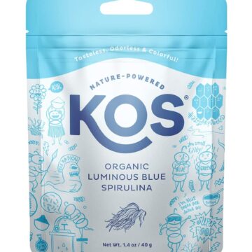One pouch of KOS brand blue spirulina powder. Image from amazon.com.