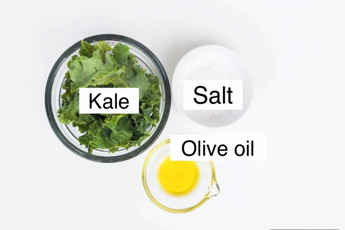 Kale chip ingredients, labeled.