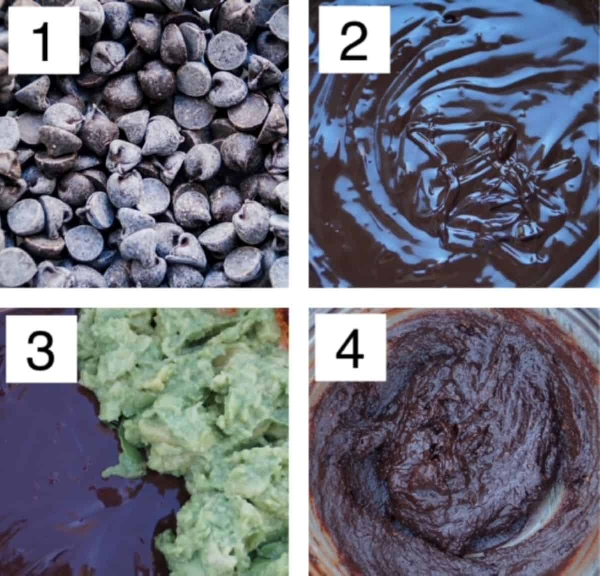 Four images reflecting steps to make truffles.