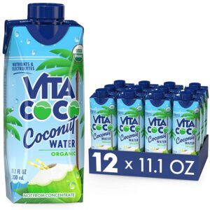 Image of one container and one case of Organic Vita Coco coconut water from amazon.com.