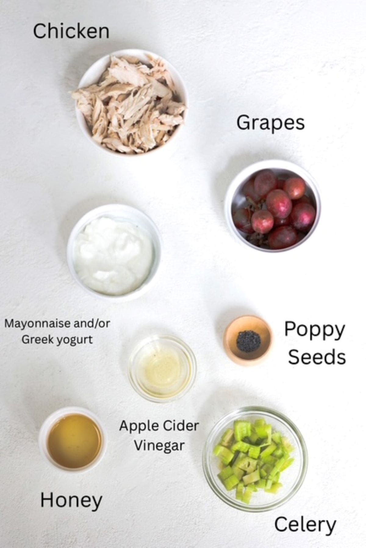 Chicken Salad with Grapes Ingredients, labeled.