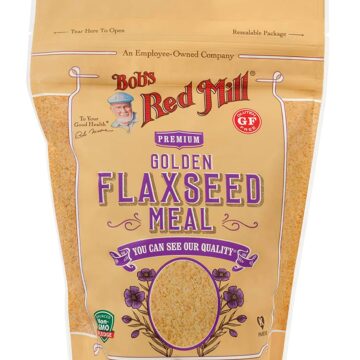 One package of Bob's Red Mill Golden Flaxseed Meal.