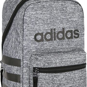 One grey Adidas unisex adult insulated lunch bag (grey with black zippers, handle and stripes on the side). Image taken from amazon.com.