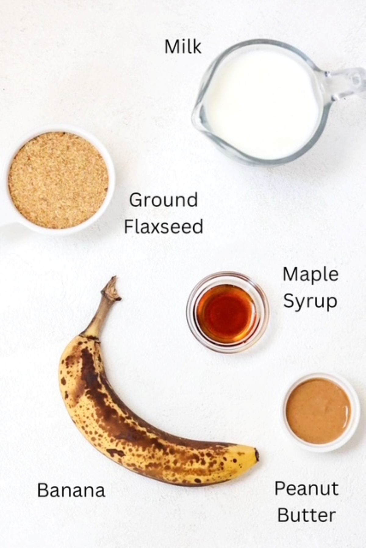 Flaxseed Pudding ingredients, labeled.