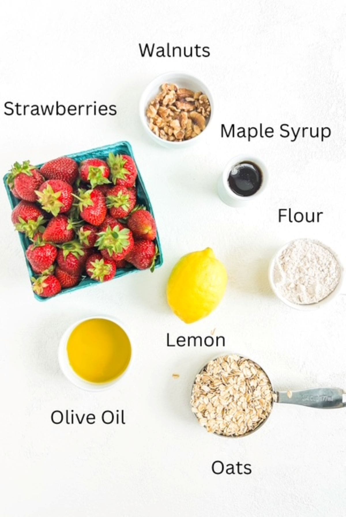 Strawberry Crumble ingredients, labeled.