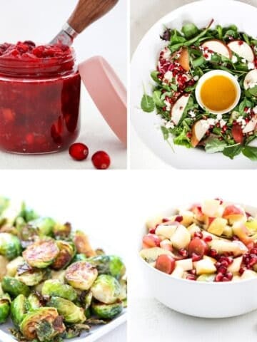 Four images of holiday recipes in a grid format.