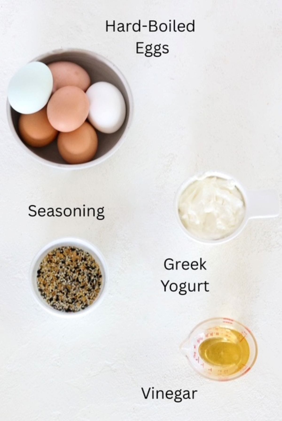 Simple Egg Salad with Greek Yogurt (No Mayo) recipe ingredients, labeled.