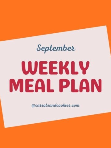 A digital sign saying "September Weekly Meal Plan."