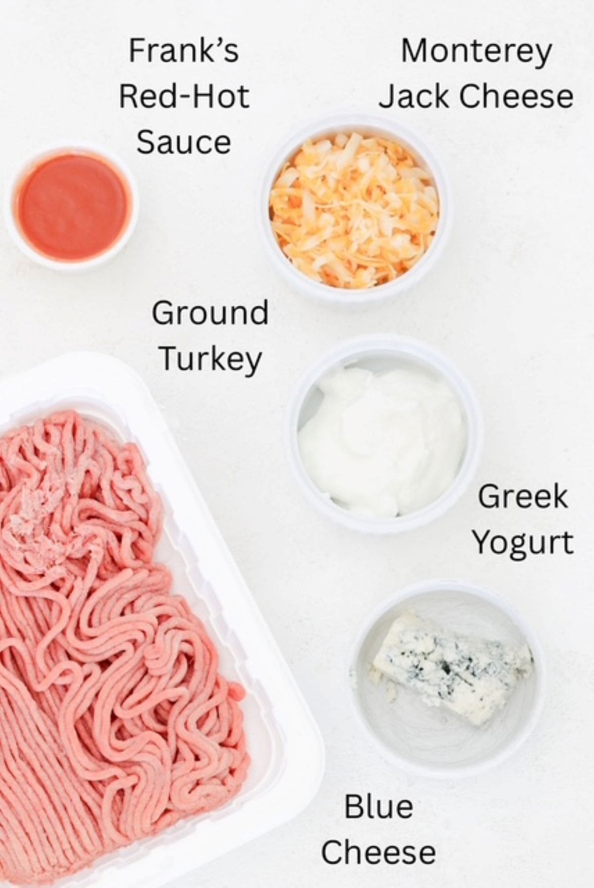 Buffalo Chicken Meatballs ingredients, labeled.