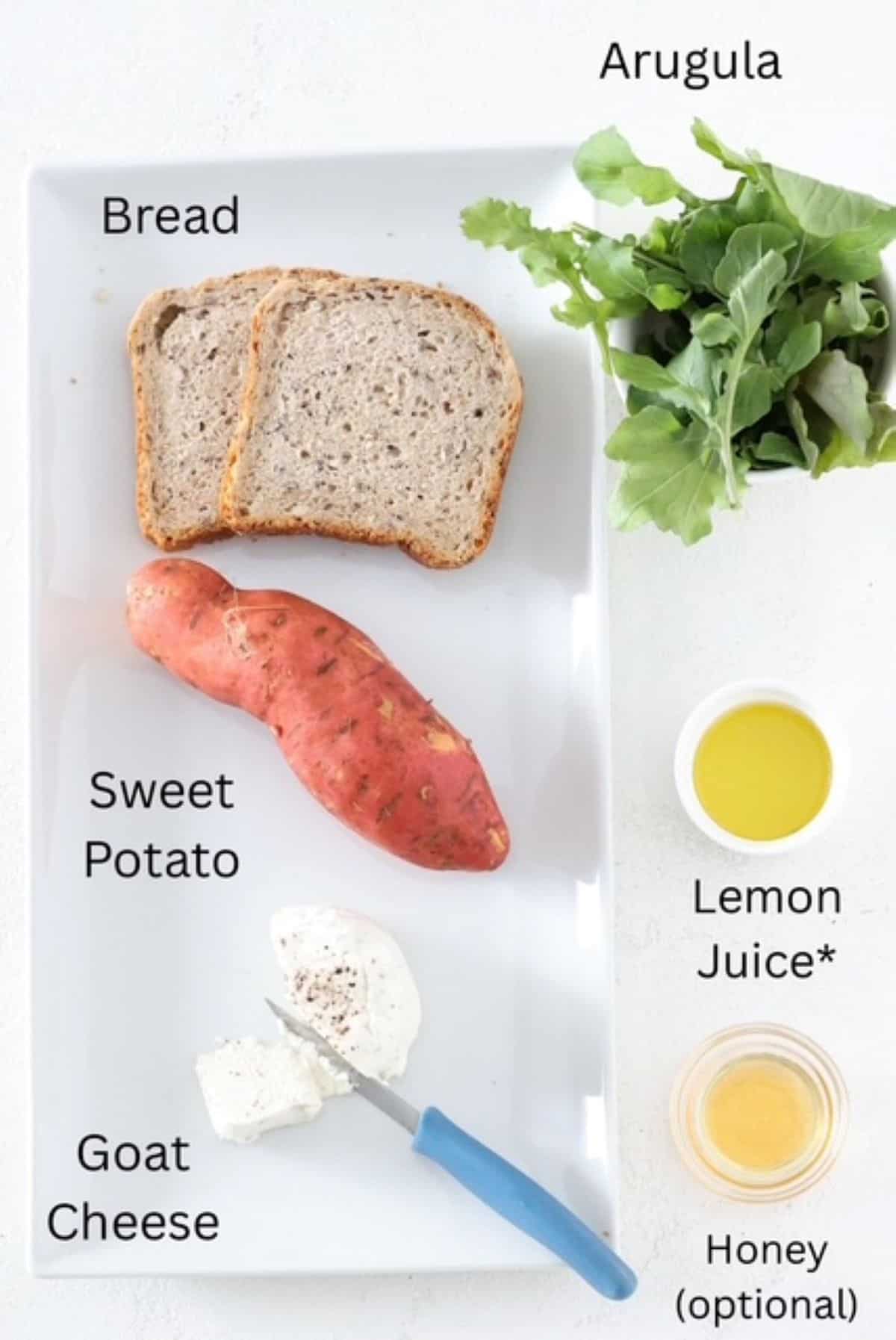Goat Cheese Sandwich ingredients, labeled.